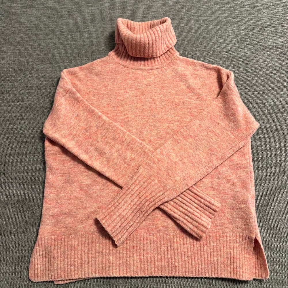 Whistles Turtleneck Sweater Women Medium Pink  Marl Knit Oversized - Picture 3 of 9
